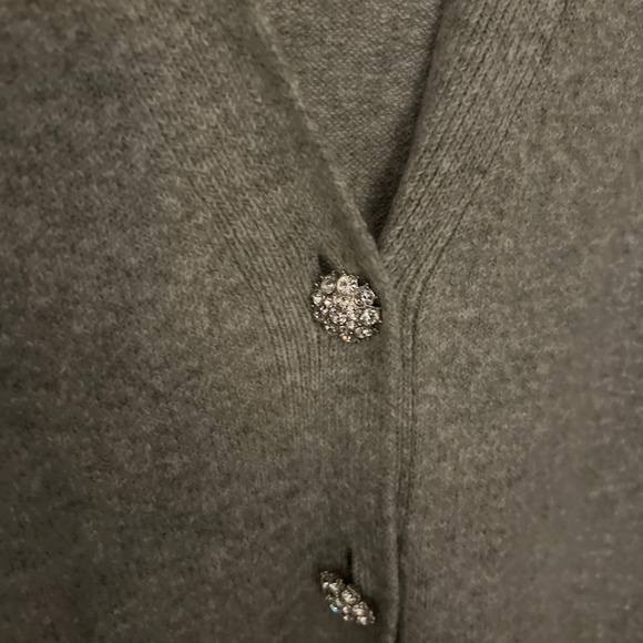 Loft Grey Cardigan with Rhinestone Buttons | Size Medium - Picture 4 of 5
